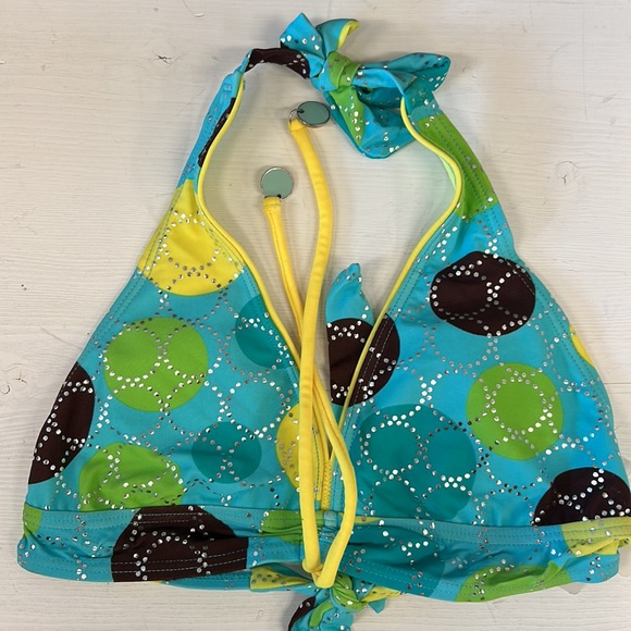 NWT MALIBU Blue/Brown Triangle Bikini - Picture 2 of 6